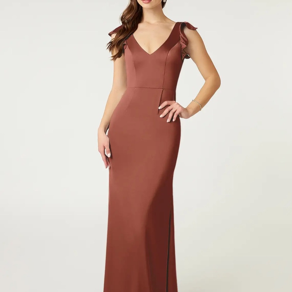 Azazie Vero Dress with Ruffle Sleeves - NWT Aburn